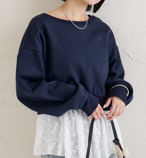  「ポイント刺繍ショートスウェット」|Tシャツ・カットソー|