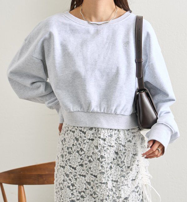  「ポイント刺繍ショートスウェット」|Tシャツ・カットソー|