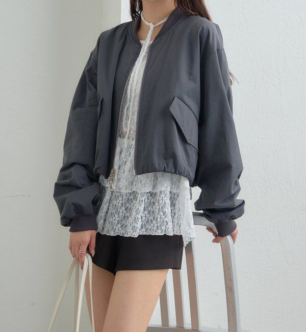  「サテンショートブルゾン」|ブルゾン・スタジャン|