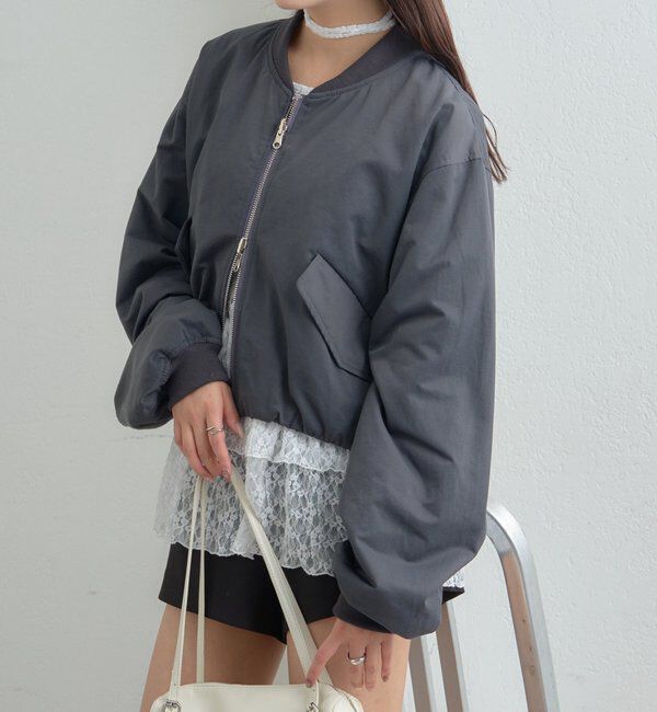  「サテンショートブルゾン」|ブルゾン・スタジャン|