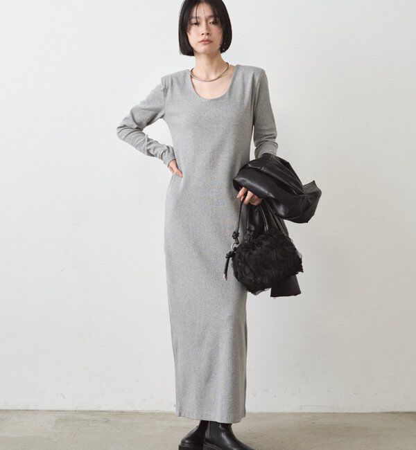  「パワショルカットワンピース」|ワンピース|グレー