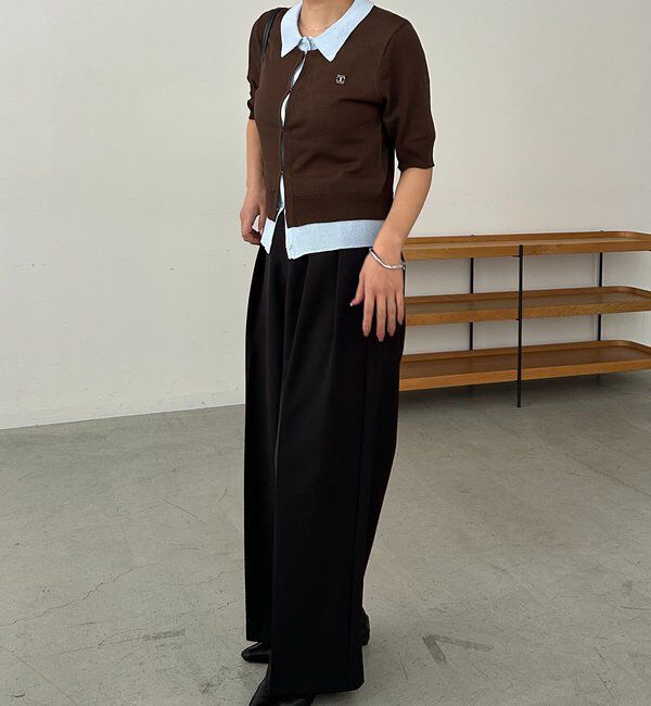  「半袖レイヤードポロニットカーディガン」|カーディガン|