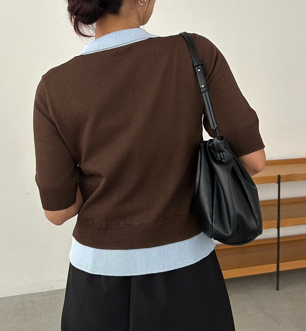  「半袖レイヤードポロニットカーディガン」|カーディガン|