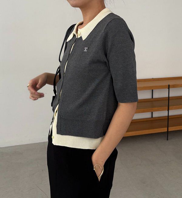  「半袖レイヤードポロニットカーディガン」|カーディガン|