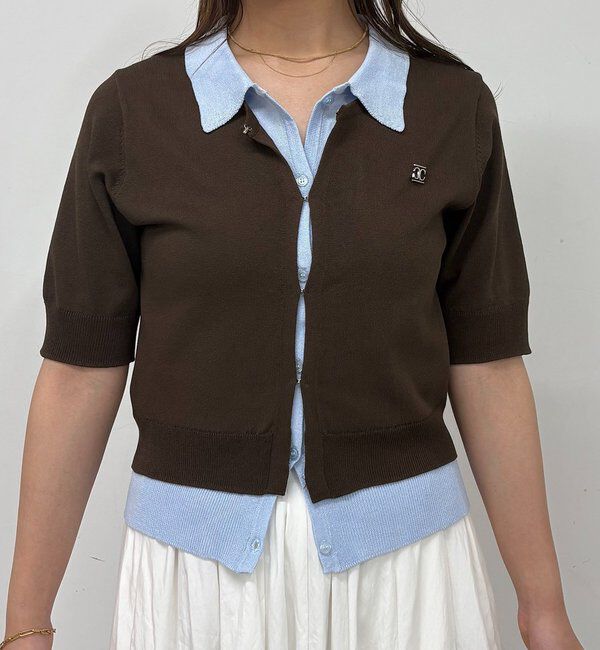  「半袖レイヤードポロニットカーディガン」|カーディガン|