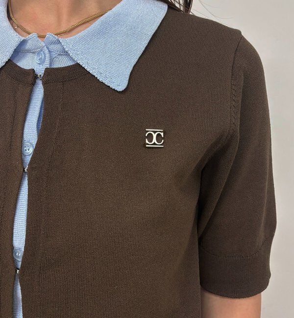  「半袖レイヤードポロニットカーディガン」|カーディガン|