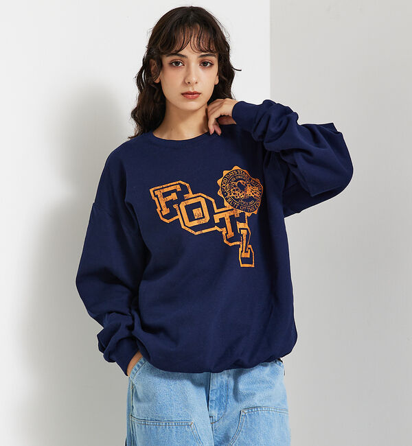 ABAHOUSE「【FRUIT OF THE LOOM/フルーツオブザルーム】カレッジレトロプリン」|スウェット・ジャージ|ネイビー