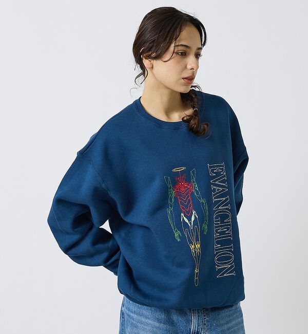 ABAHOUSE「【EVANGELION x FRUIT OF THE LOOM】刺繍 クルーネッ」|スウェット・ジャージ|ネイビー