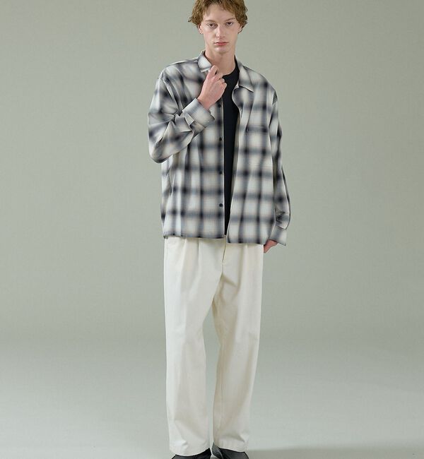 ABAHOUSE「オンブレーチェック オープンカラーシャツ / オーバーサイズ」|シャツ・ブラウス|