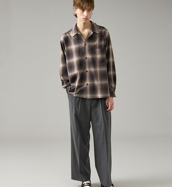 ABAHOUSE「オンブレーチェック オープンカラーシャツ / オーバーサイズ」|シャツ・ブラウス|