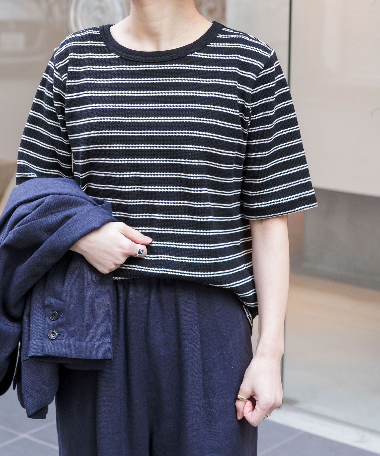 URBAN RESEARCH DOORS「FORK&SPOON　ワッフルジャガードTシャツ」|Tシャツ・カットソー|