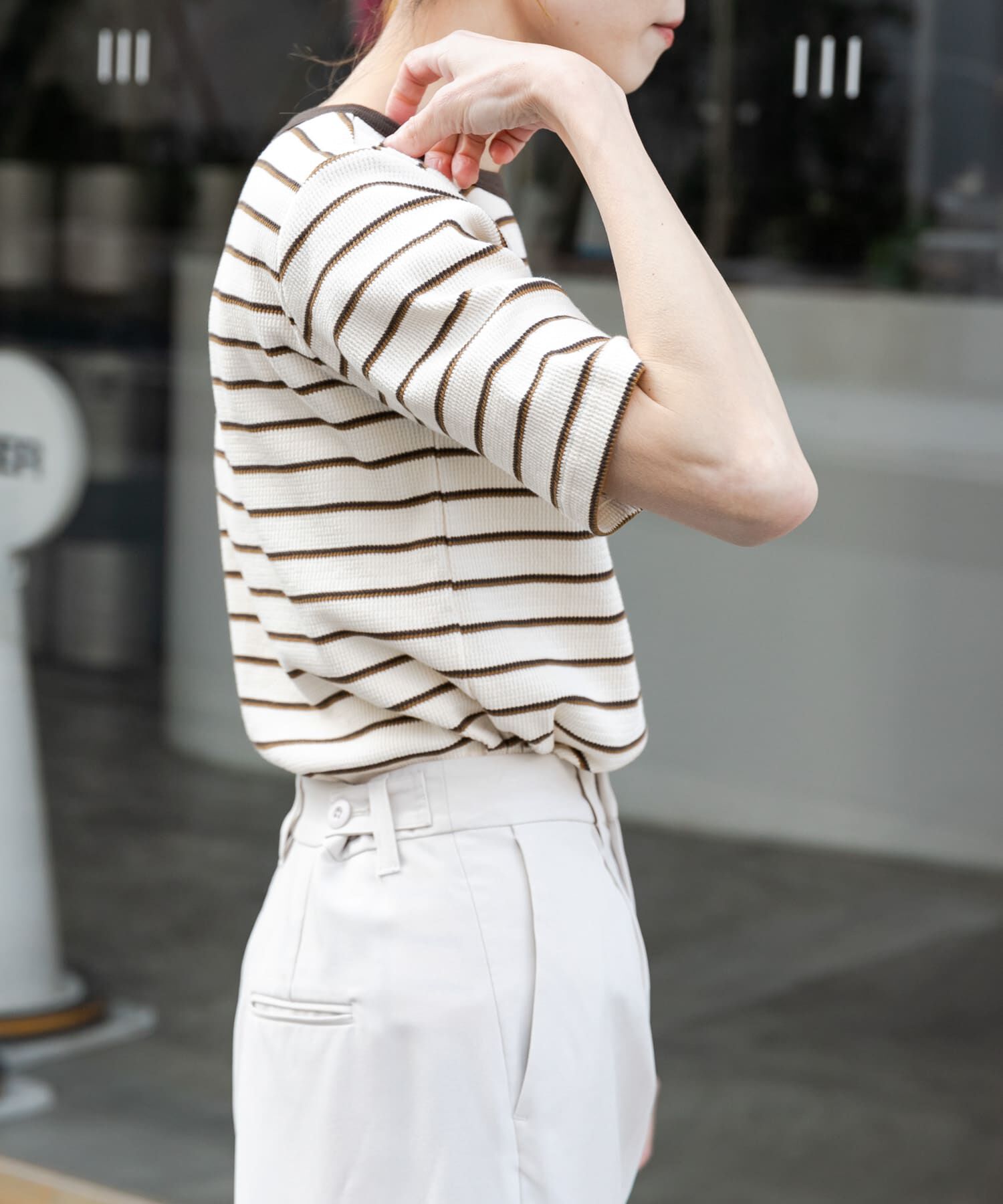 URBAN RESEARCH DOORS「FORK&SPOON　ワッフルジャガードTシャツ」|Tシャツ・カットソー|