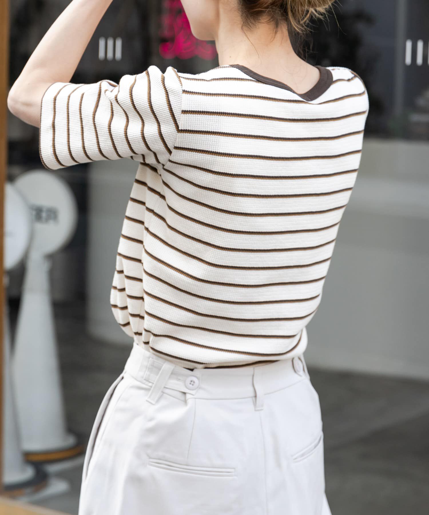 URBAN RESEARCH DOORS「FORK&SPOON　ワッフルジャガードTシャツ」|Tシャツ・カットソー|