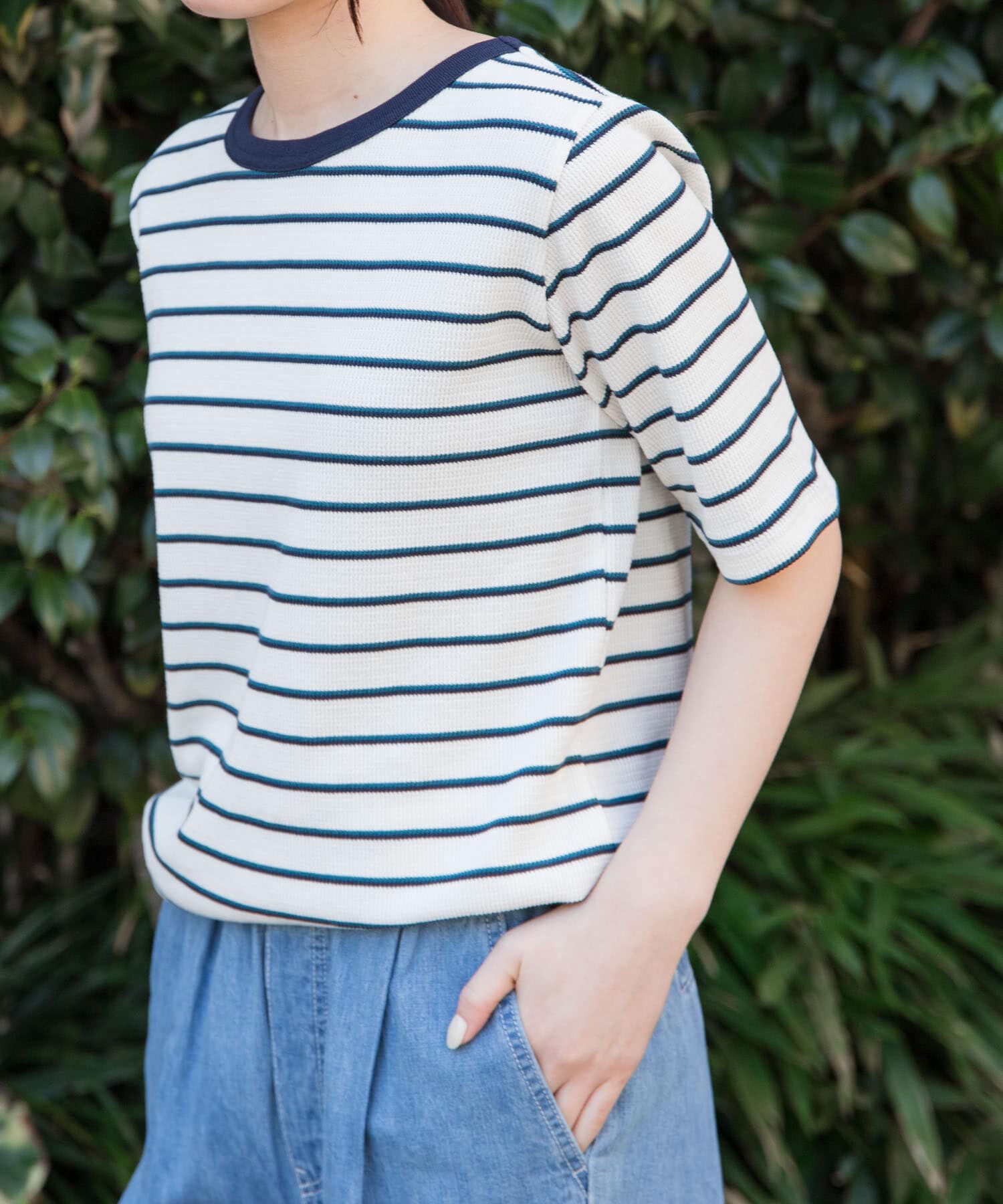 URBAN RESEARCH DOORS「FORK&SPOON　ワッフルジャガードTシャツ」|Tシャツ・カットソー|