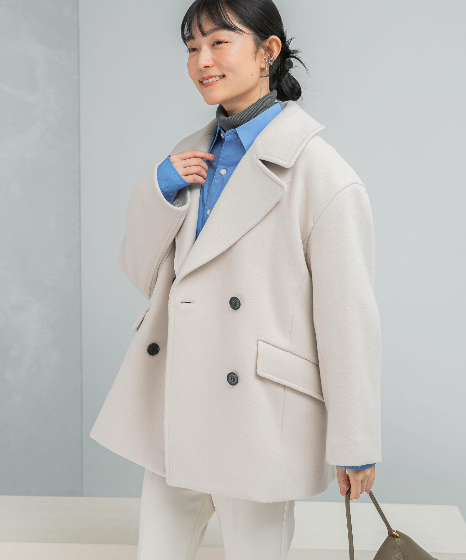 URBAN RESEARCH ROSSO「オーバーミドルPコート」|ピーコート|ホワイト系その他