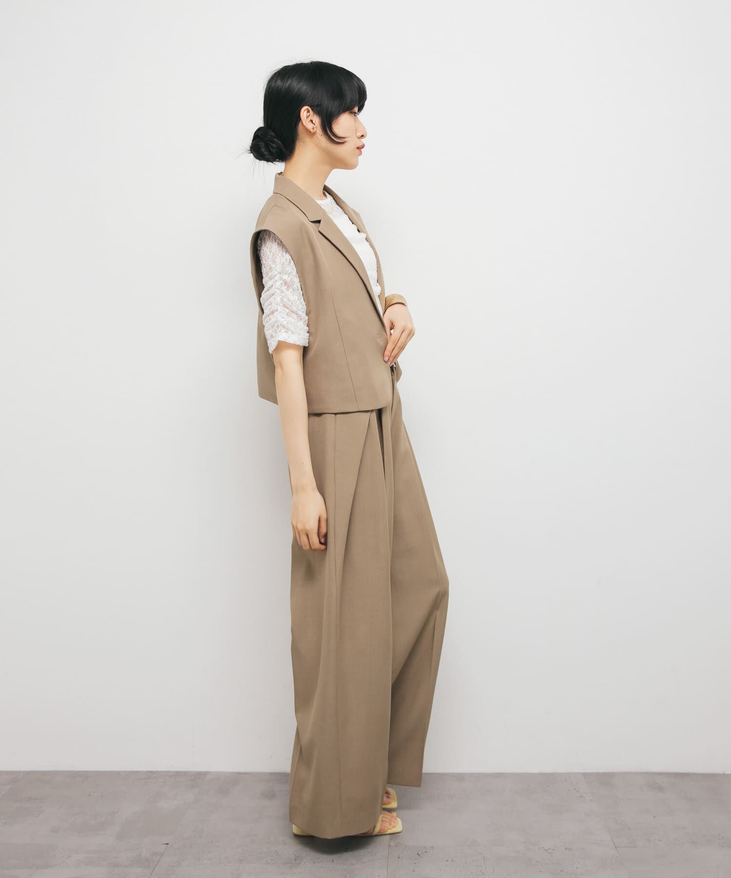  「ハーフスリーブドレープレースTEE」|Tシャツ・カットソー|