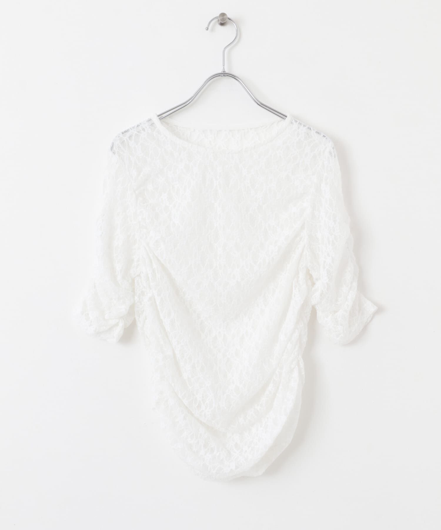  「ハーフスリーブドレープレースTEE」|Tシャツ・カットソー|