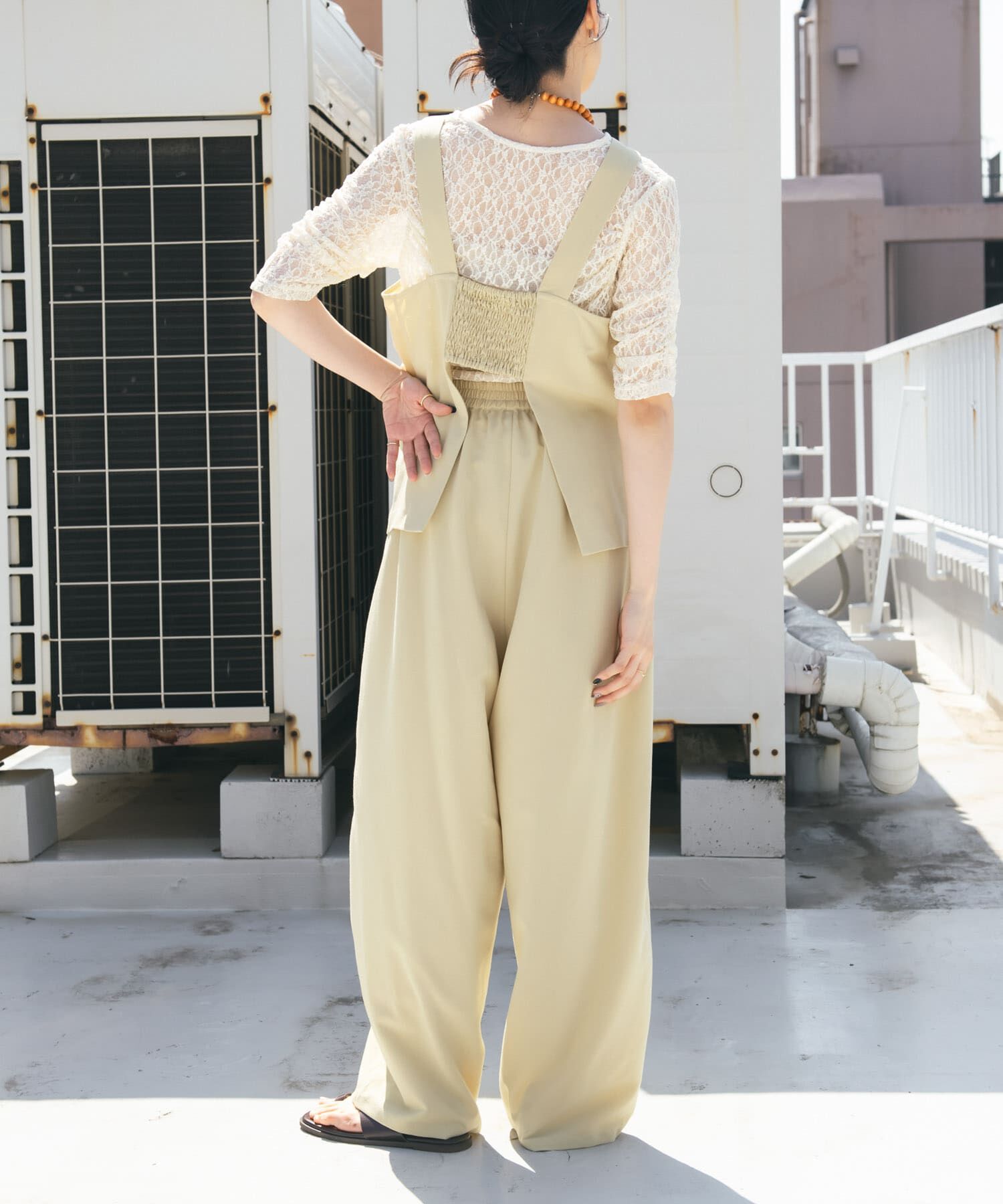  「ハーフスリーブドレープレースTEE」|Tシャツ・カットソー|