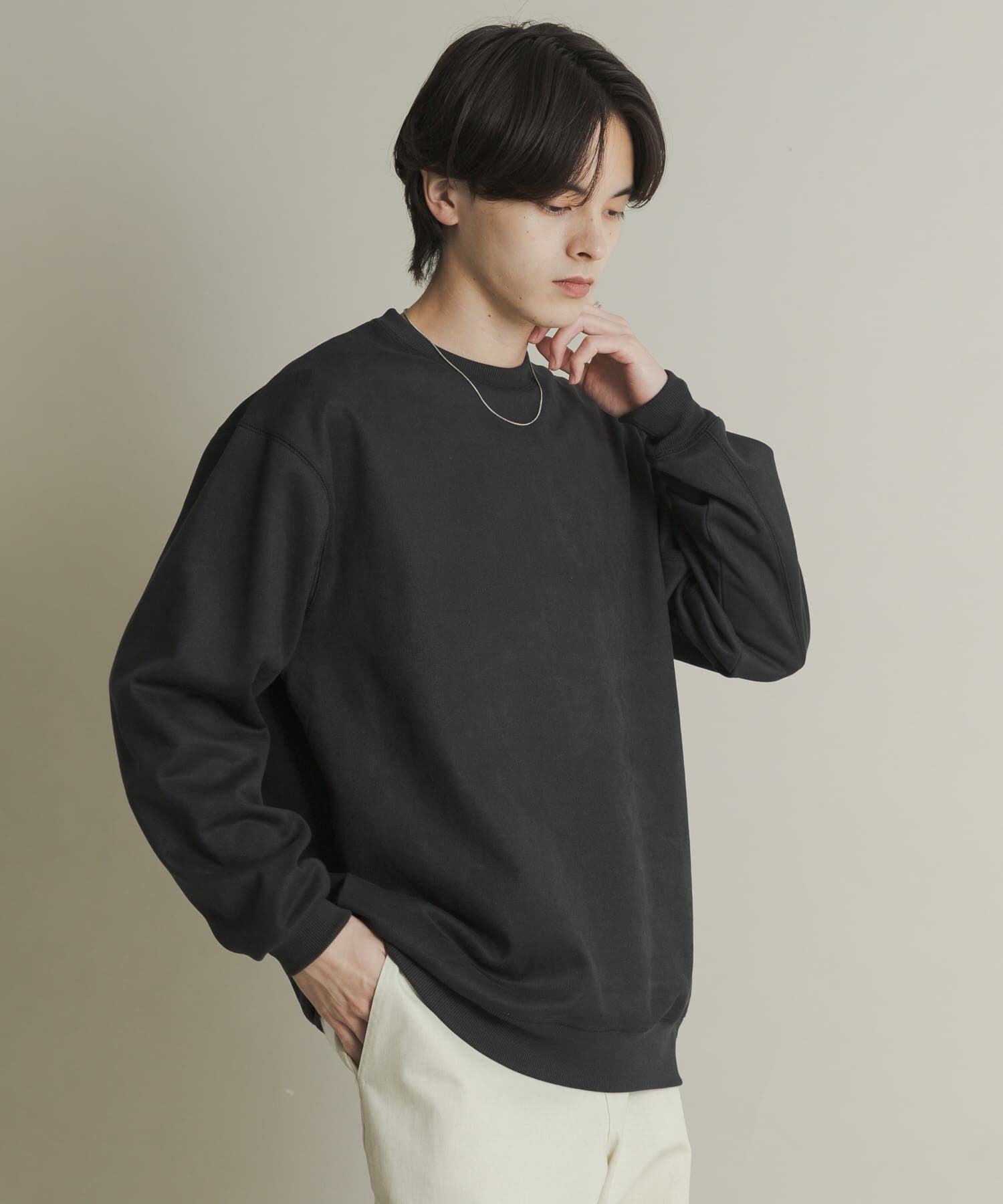 SENSE OF PLACE by URBAN RESEARCH「フェイクスエードクルーネックスウェット」|スウェット・ジャージ|チャコールグレー