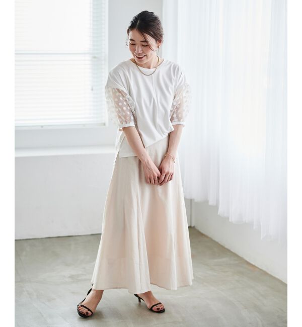 le.coeur blanc「《手洗い可能》TORRAZZO DONNAドット切替カットソー」|Tシャツ・カットソー|