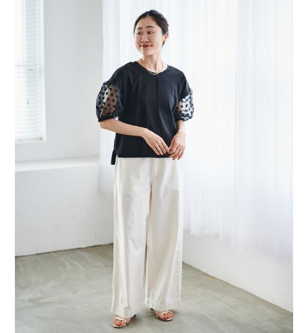 le.coeur blanc「《手洗い可能》TORRAZZO DONNAドット切替カットソー」|Tシャツ・カットソー|