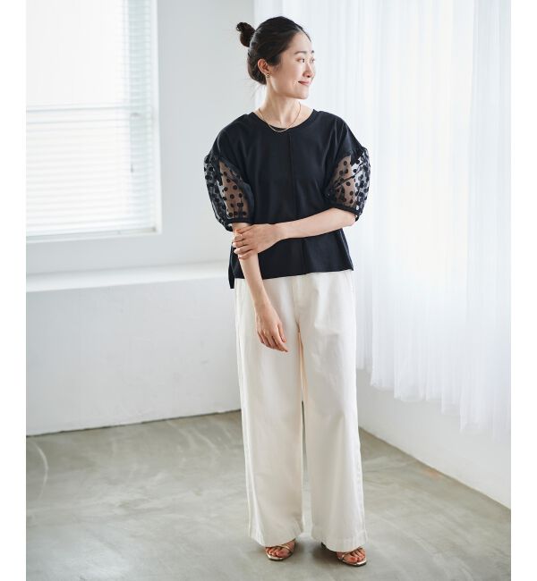 le.coeur blanc「《手洗い可能》TORRAZZO DONNAドット切替カットソー」|Tシャツ・カットソー|