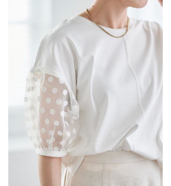 le.coeur blanc「《手洗い可能》TORRAZZO DONNAドット切替カットソー」|Tシャツ・カットソー|