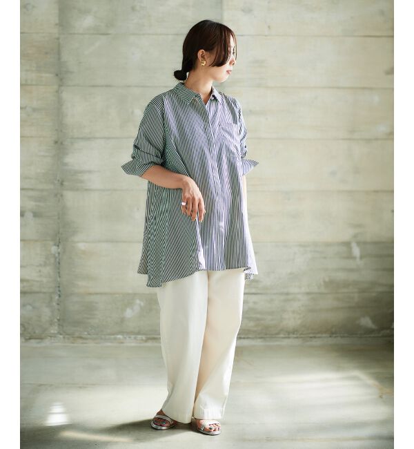  「《手洗い可能》TORRAZZO DONNAストライプAラインシャツ」|シャツ・ブラウス|