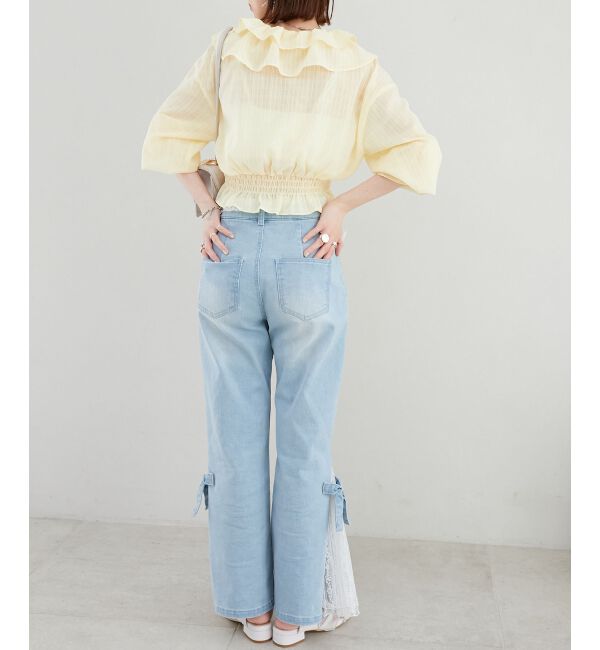  「フロントリボンシアーフリルブラウス」|シャツ・ブラウス|