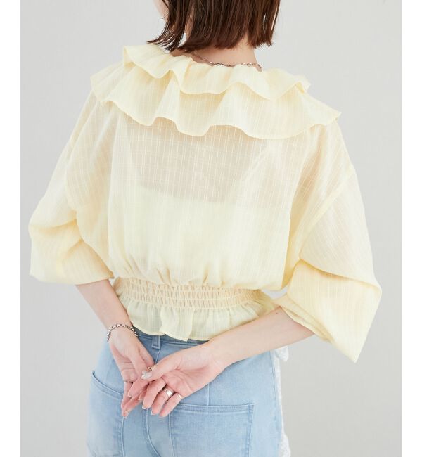  「フロントリボンシアーフリルブラウス」|シャツ・ブラウス|