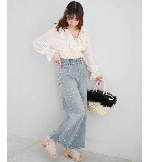  「フロントリボンシアーフリルブラウス」|シャツ・ブラウス|