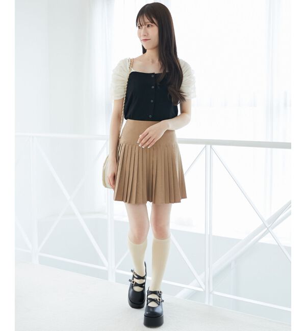  「パールチェーン異素材トップス」|Tシャツ・カットソー|