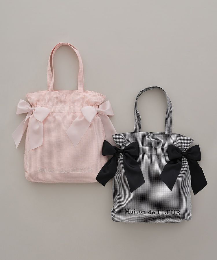 Maison de FLEUR「ギンガムダブルリボンギャザートートバッグ」|トートバッグ|
