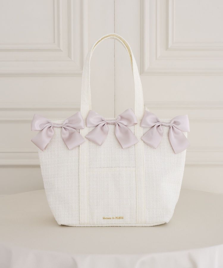 Maison de FLEUR「ツイードボリュームリボントートバッグ」|トートバッグ|