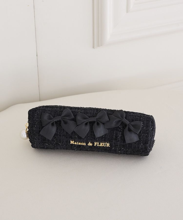 Maison de FLEUR「ツイードリボンロングポーチ」|ポーチ|ブラック
