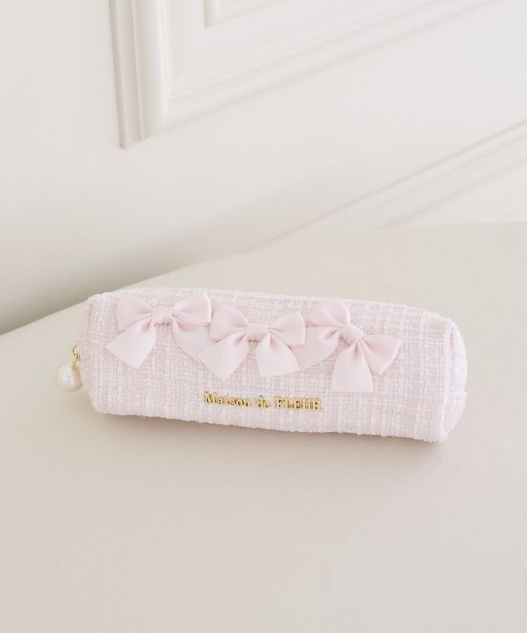 Maison de FLEUR「ツイードリボンロングポーチ」|ポーチ|ピンク