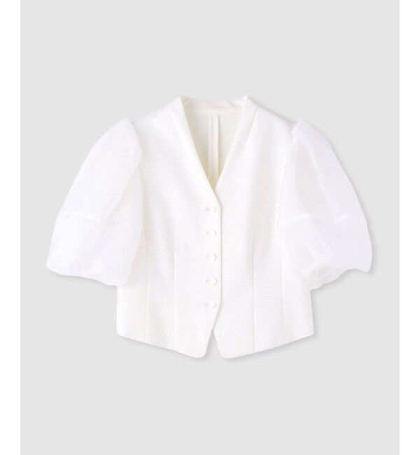 LOULOU WILLOUGHBY「【LOULOU WILLOUGHBY】ジレドッキングオーガンスリーブトップス」|Tシャツ・カットソー|