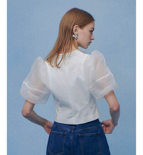 LOULOU WILLOUGHBY「【LOULOU WILLOUGHBY】ジレドッキングオーガンスリーブトップス」|Tシャツ・カットソー|