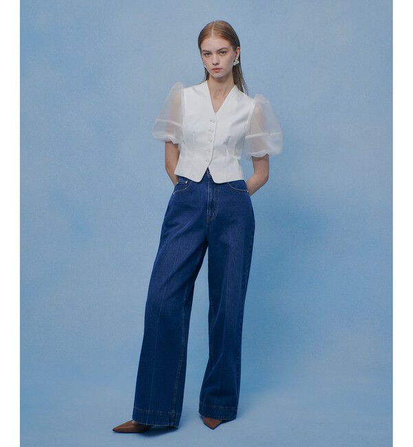 LOULOU WILLOUGHBY「【LOULOU WILLOUGHBY】ジレドッキングオーガンスリーブトップス」|Tシャツ・カットソー|