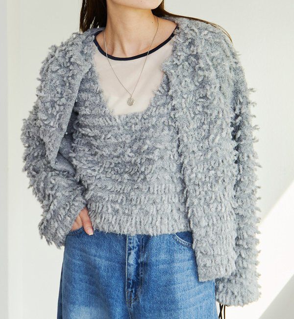  「ループフリンジニットカーディガン」|カーディガン|