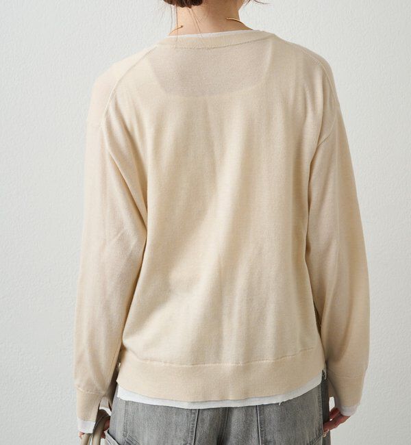  「レイヤード風配色ニットカーディガン」|カーディガン|