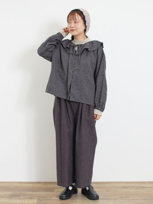 Samansa Mos2「【Slow linen】柄アソートフリルブラウス」|シャツ・ブラウス|