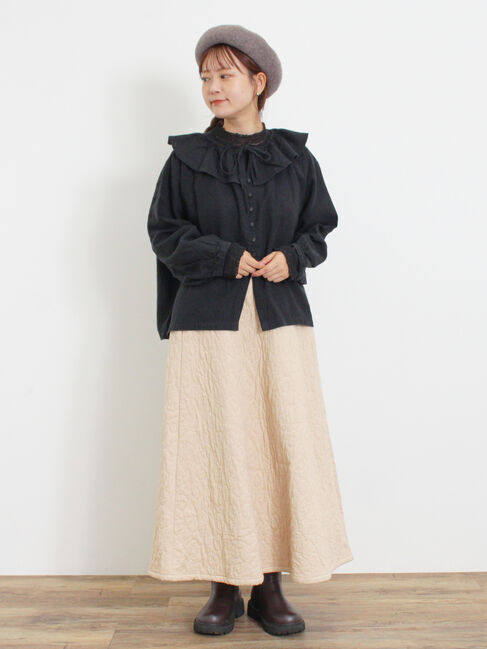 Samansa Mos2「【Slow linen】柄アソートフリルブラウス」|シャツ・ブラウス|