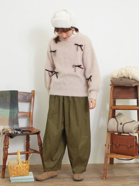 Samansa Mos2「ベロアリボン付ニット」|ニット・セーター|