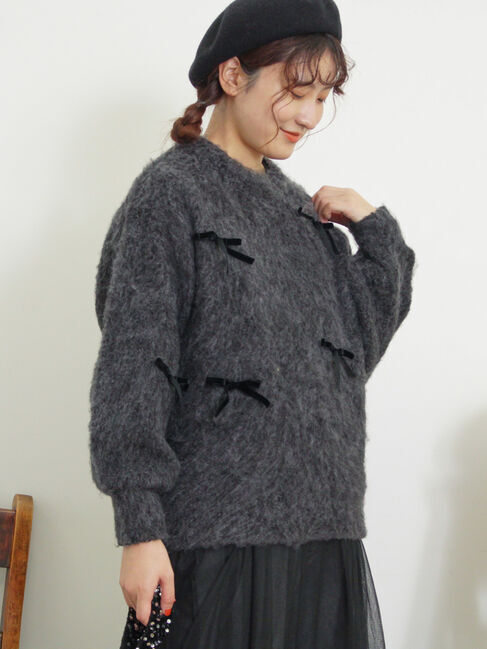 Samansa Mos2「ベロアリボン付ニット」|ニット・セーター|