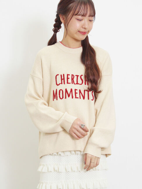 Samansa Mos2「◎レタリング配色ニット」|ニット・セーター|