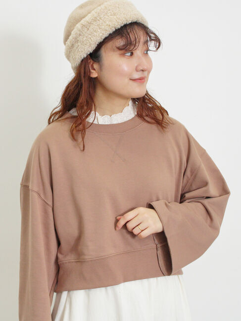 Samansa Mos2「◎ショート丈スウェット」|Tシャツ・カットソー|ブラウン