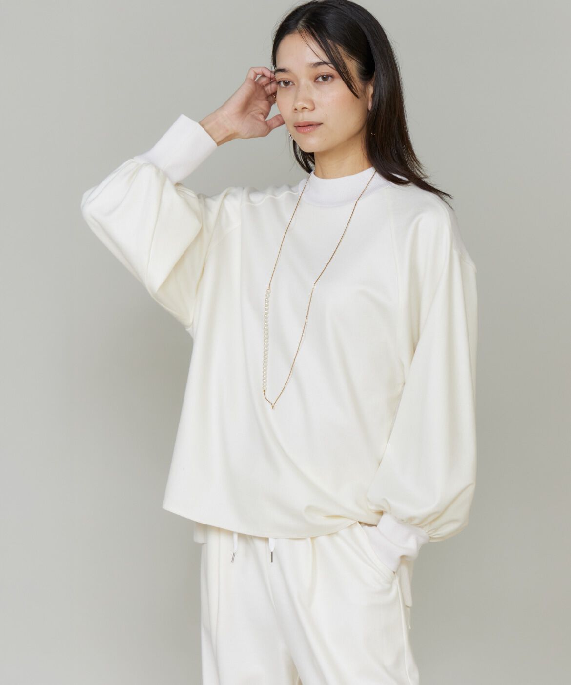 INED「圧縮スムースドッキングニットプルオーバー」|Tシャツ・カットソー|アイボリー2