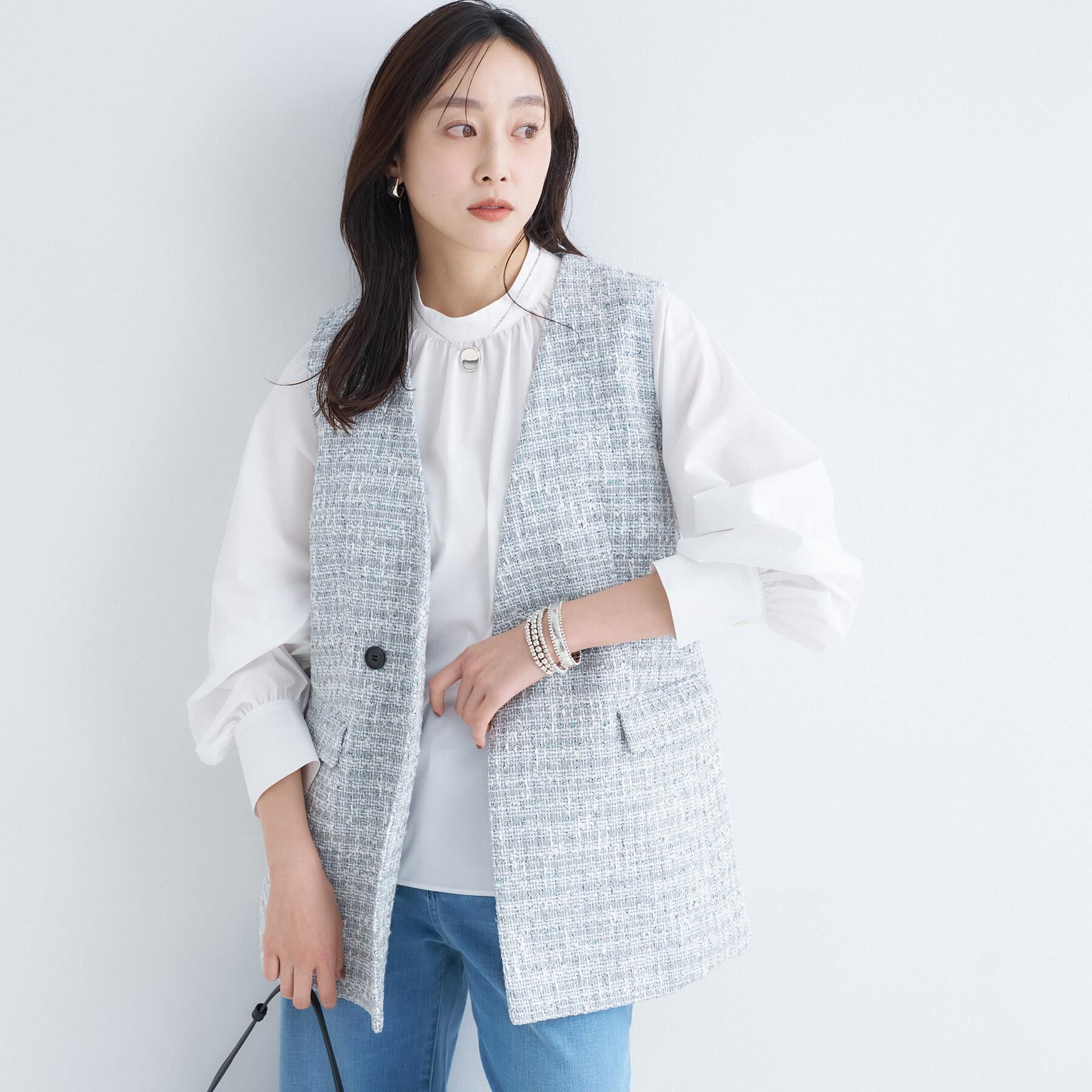 UNTITLED「ツイードカラーレスジレ」|ブルゾン・スタジャン|