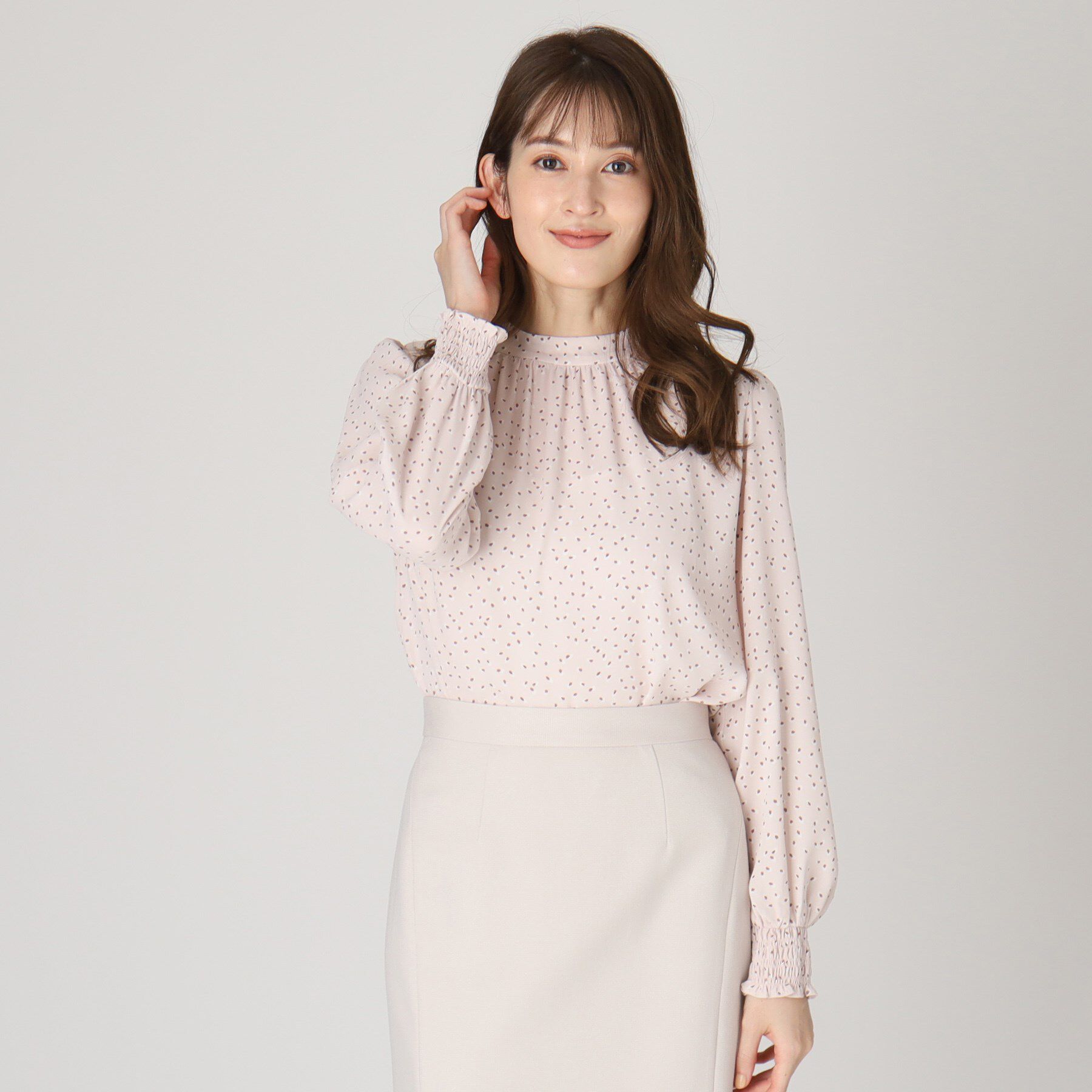 COUP DE CHANCE「【洗える／日本製】幾何柄ブラウス」|シャツ・ブラウス|グレージュ(150)